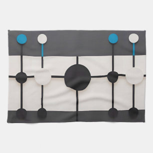 Abstract Geometric Composition Featuring Circles Tea Towel