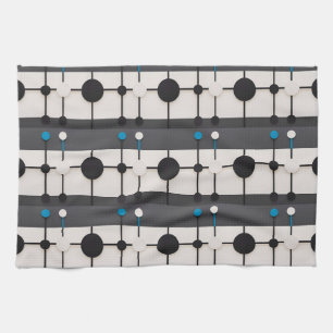 Abstract Geometric Composition Featuring Circles Tea Towel