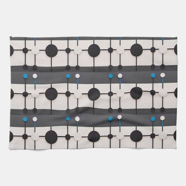 Abstract Geometric Composition Featuring Circles Tea Towel (Horizontal)