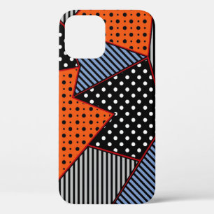 Abstract Geometric Composition: Orange Blue Patter iPhone 12 Case
