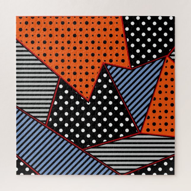 Abstract Geometric Composition: Orange Blue Patter Jigsaw Puzzle (Vertical)