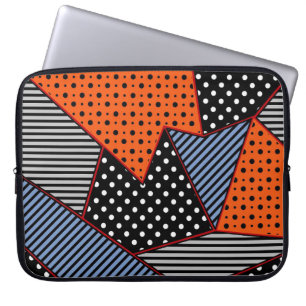 Abstract Geometric Composition: Orange Blue Patter Laptop Sleeve