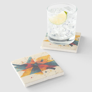 Abstract geometric composition stone coaster