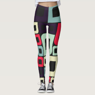 Abstract Geometric, Computational Art Illustration Leggings