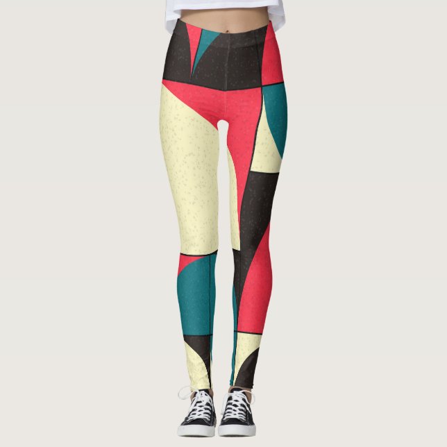 Abstract geometric, computational art illustration leggings (Front)