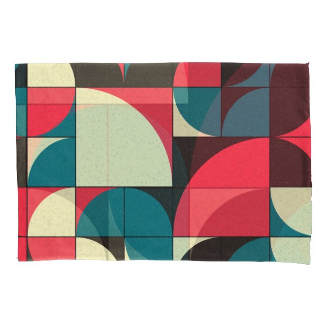 Abstract geometric, computational art illustration pillowcase (Front)