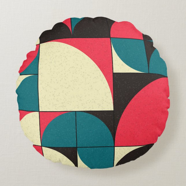 Abstract geometric, computational art illustration round cushion (Front)