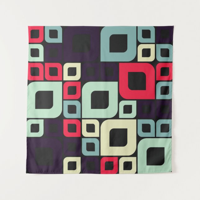 Abstract Geometric, Computational Art Illustration Tapestry (Front)