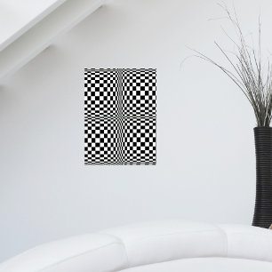 Abstract Geometric Cool 3D Black White Squares Poster