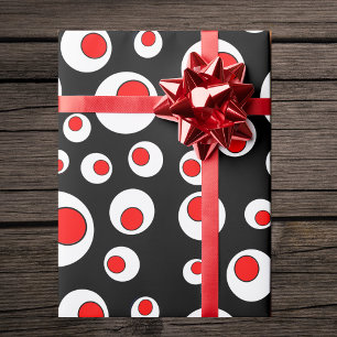 Abstract Geometric Cool Red White Circles Wrapping Paper