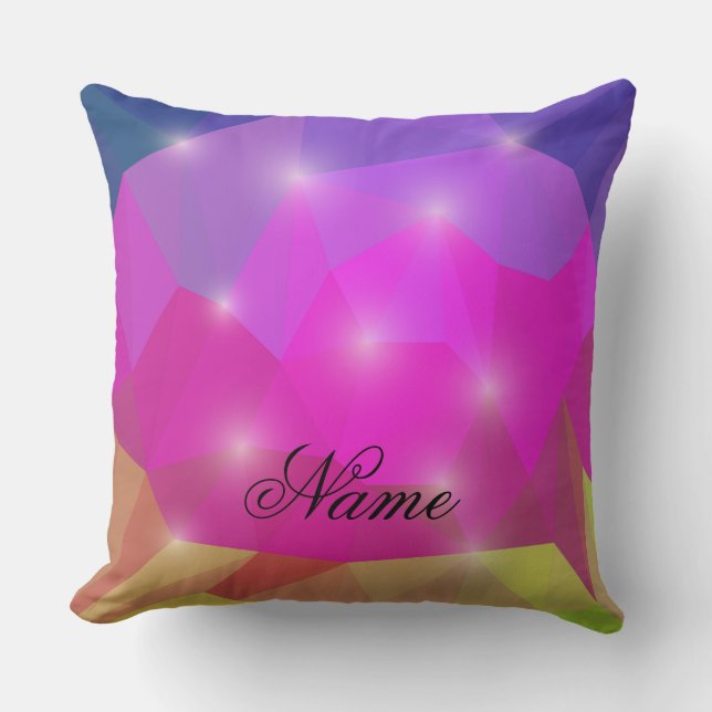 Abstract Geometric Crystal Mosaic in Pink Cushion (Front)