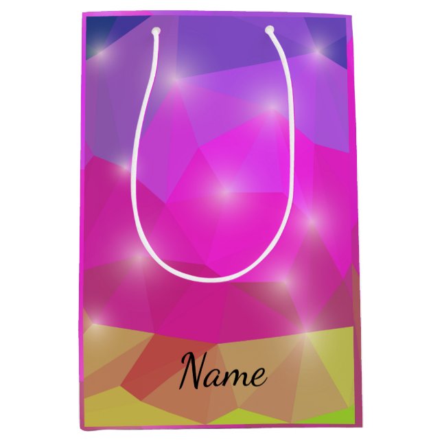 Abstract Geometric Crystal Mosaic in Pink Medium Gift Bag (Front)