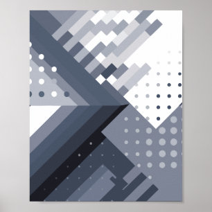 Abstract Geometric Design in Grey Tones Poster