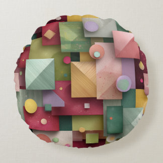 Abstract Geometric Design Round Cushion