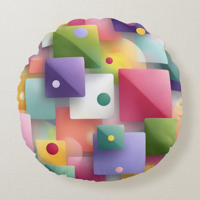 Abstract Geometric Design Round Cushion (Front)