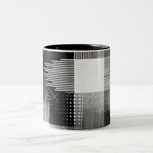 Abstract Geometric Design Two-Tone Coffee Mug