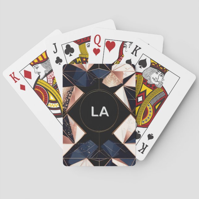 Abstract Geometric Design with Gold Glitter Playing Cards (Back)