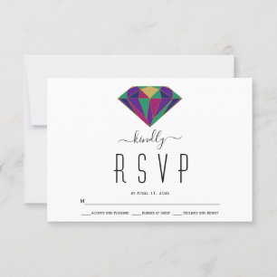 Abstract geometric diamond wedding RSVP card