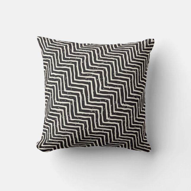 Abstract Geometric Doodle: Black White Pattern Cushion (Front)