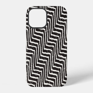 Abstract Geometric Doodle: Black White Pattern iPhone 12 Case
