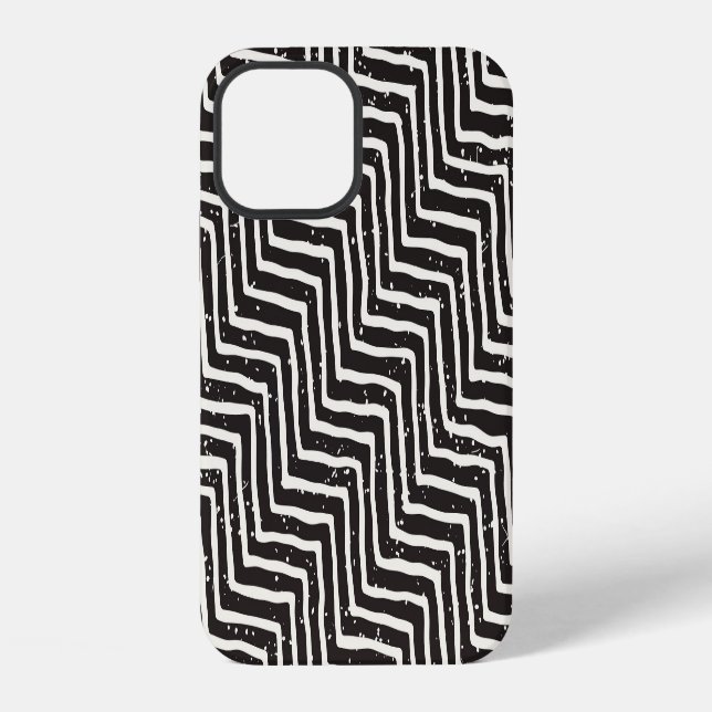 Abstract Geometric Doodle: Black White Pattern iPhone Case (Back)