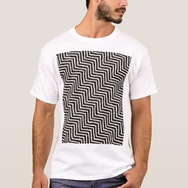 Abstract Geometric Doodle: Black White Pattern T-Shirt (Front)