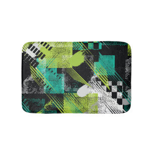 Abstract Geometric Dots Stripes Pattern Bath Mat