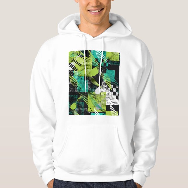 Abstract Geometric Dots Stripes Pattern Hoodie (Front)
