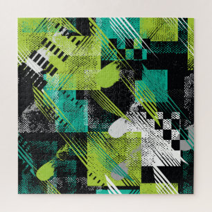 Abstract Geometric Dots Stripes Pattern Jigsaw Puzzle