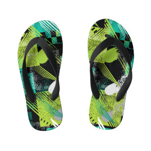 Abstract Geometric Dots Stripes Pattern Kid's Thongs
