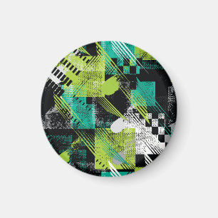 Abstract Geometric Dots Stripes Pattern Magnet