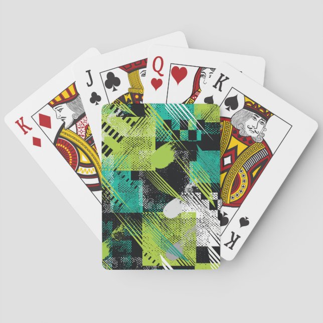 Abstract Geometric Dots Stripes Pattern Playing Cards (Back)