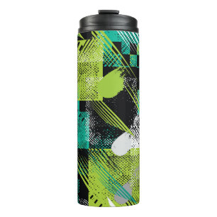 Abstract Geometric Dots Stripes Pattern Thermal Tumbler