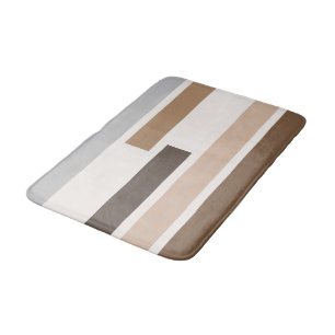 Abstract Geometric Earthtones Stripes Art Pattern Bath Mat