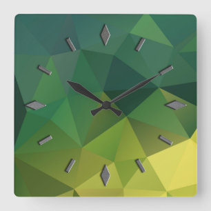 Abstract, geometric, elegant, colorful, polygona square wall clock