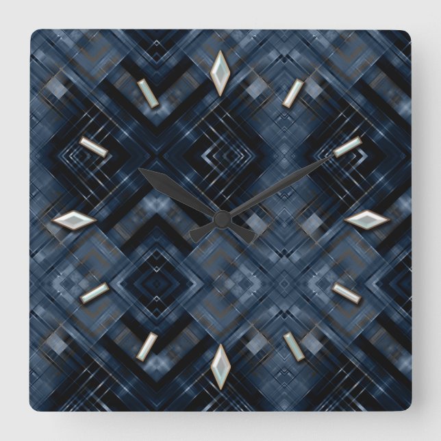 Abstract, geometric, elegant, colourful, polygonal square wall clock (Front)