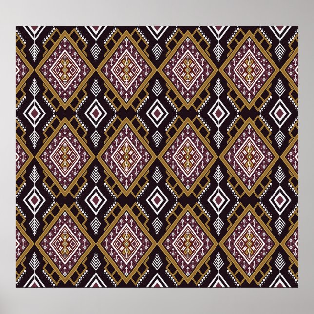 Abstract geometric ethnic, wallpaper design. poster (Front)