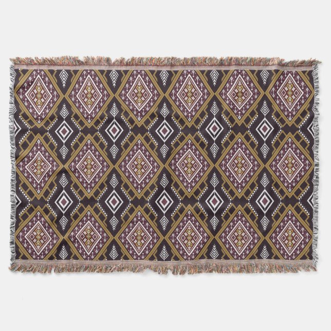 Abstract geometric ethnic, wallpaper design. throw blanket (Front)