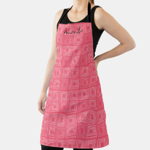 abstract geometric fashionable sixties pink apron