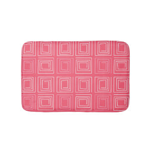 abstract geometric fashionable sixties pink bath mat