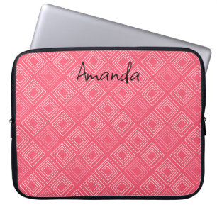 abstract geometric fashionable sixties pink laptop sleeve