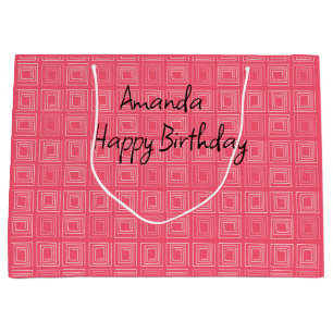 abstract geometric fashionable sixties pink large gift bag