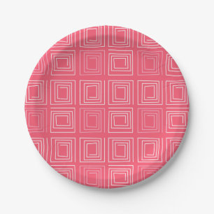 abstract geometric fashionable sixties pink paper plate