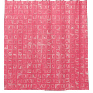 abstract geometric fashionable sixties pink shower curtain