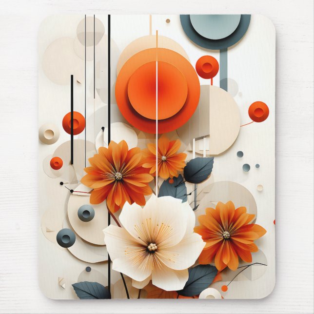 Abstract Geometric Floral Mouse Pad (Front)
