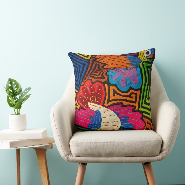 Abstract Geometric Floral Pattern - Bold Colourful Cushion (Chair)
