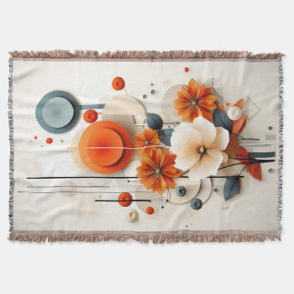 Abstract Geometric Floral Throw Blanket