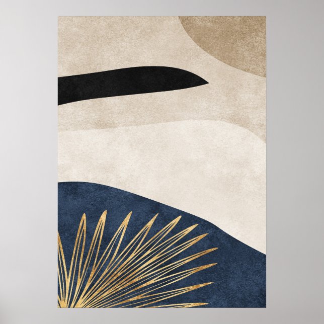 Abstract Geometric Golden Lines Wall Art Poster (Front)