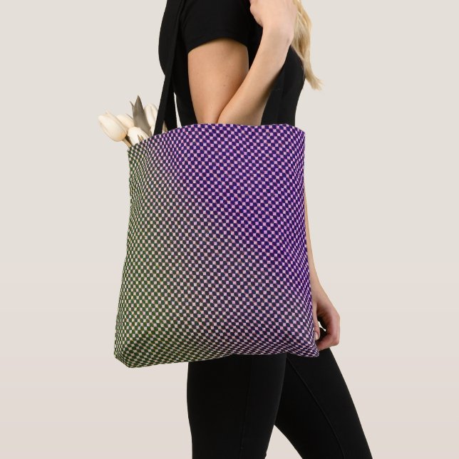 Abstract Geometric Gradient Chequered Pattern 1278 Tote Bag (Close Up)