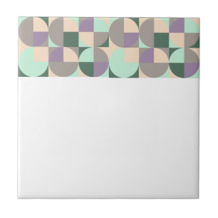 Abstract geometric green lavender beige ceramic tile